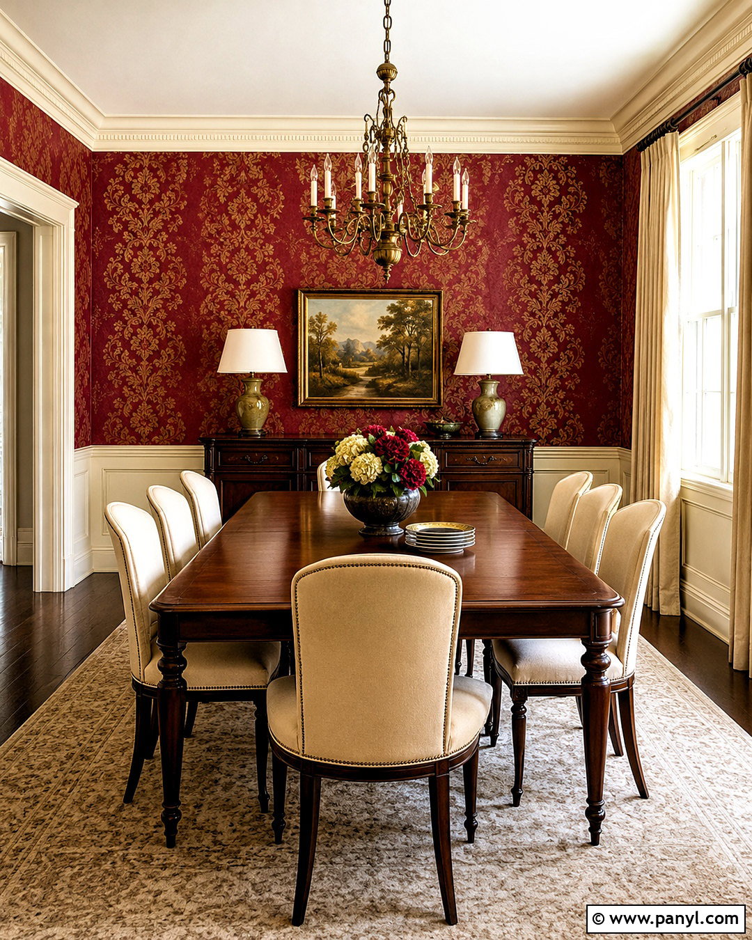 Cranberry Damask Wallpaper Dining Room - 20 cranberry damask wallpaper ideas