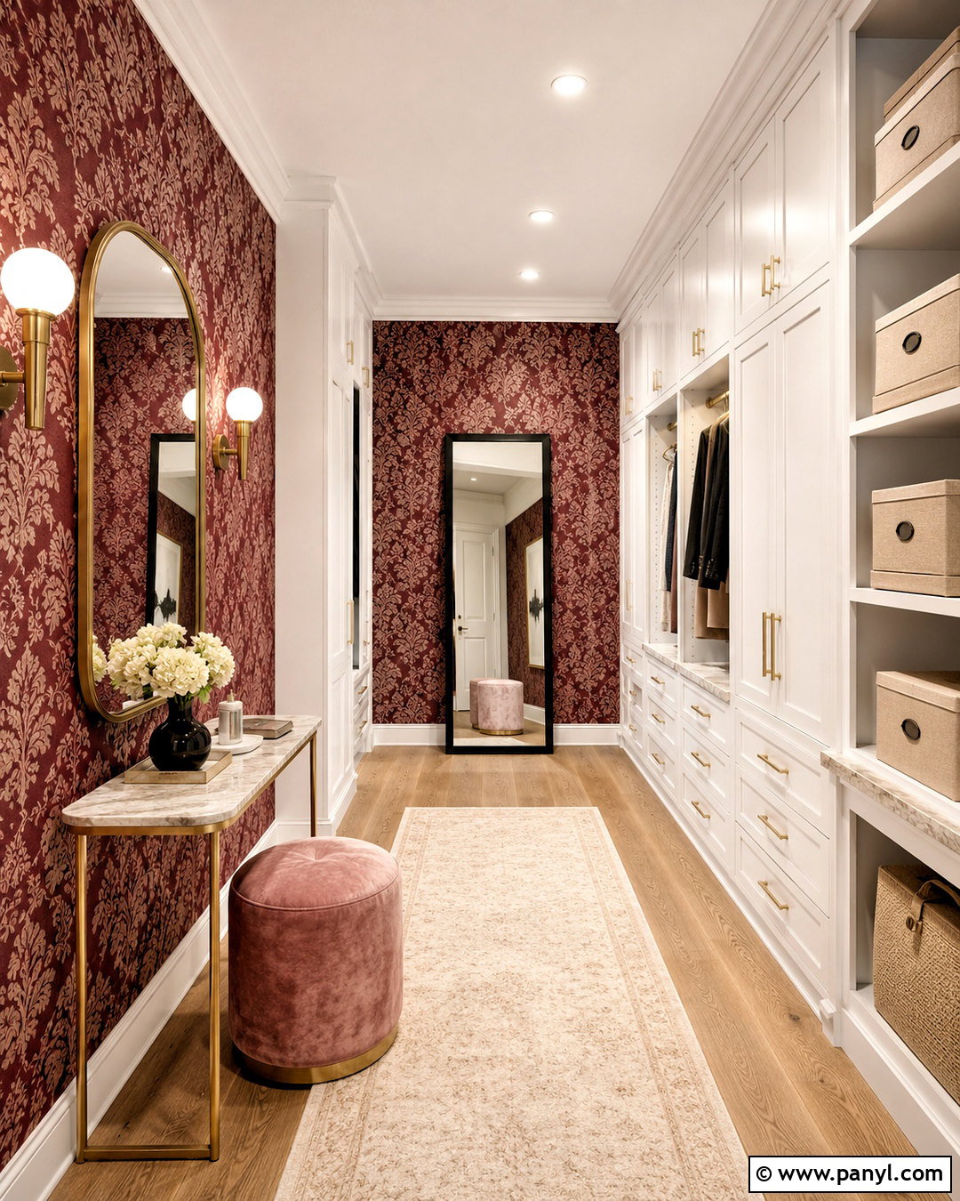 Cranberry Damask Wallpaper Dressing Room - 20 cranberry damask wallpaper ideas