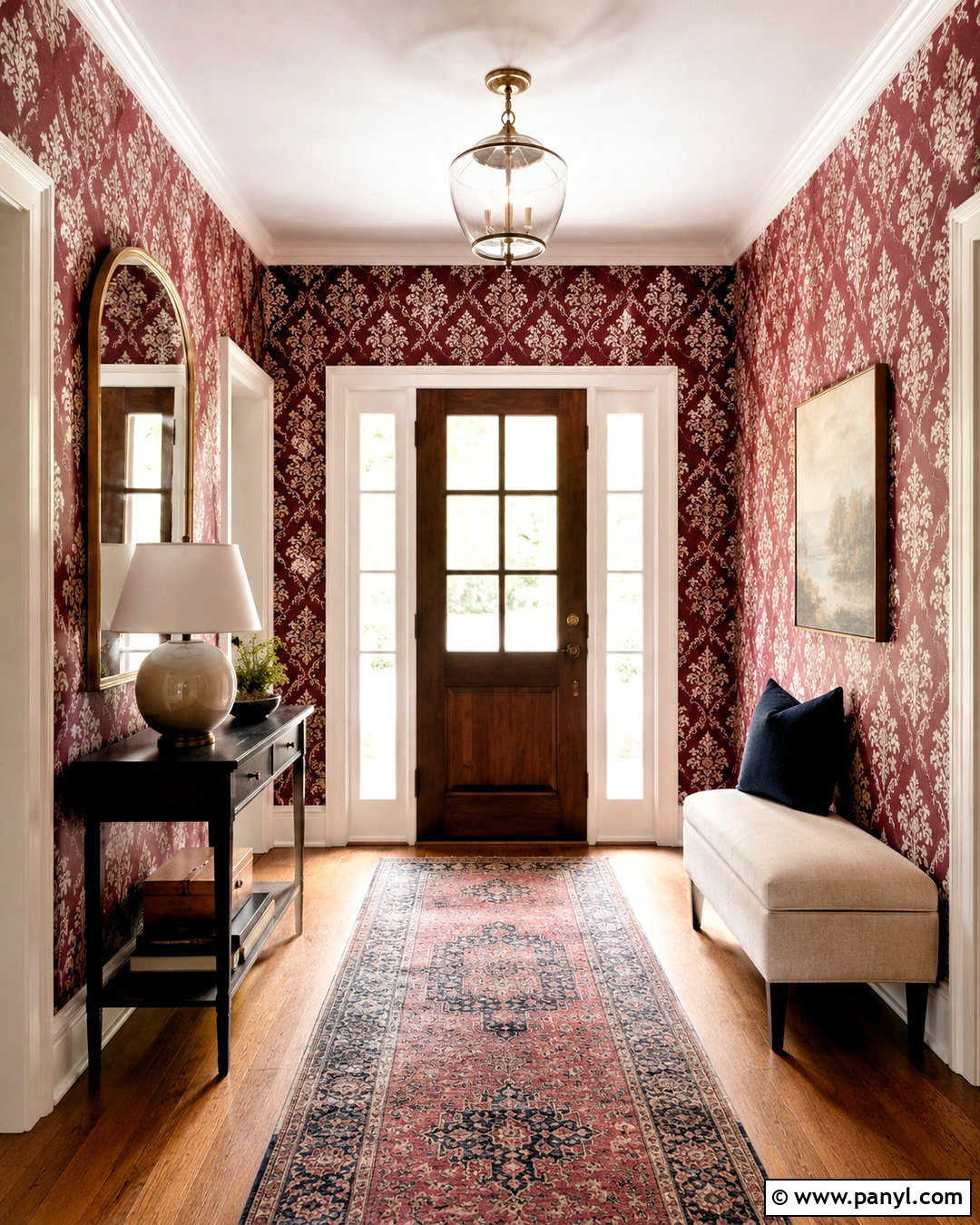Cranberry Damask Wallpaper Entryway - 20 cranberry damask wallpaper ideas
