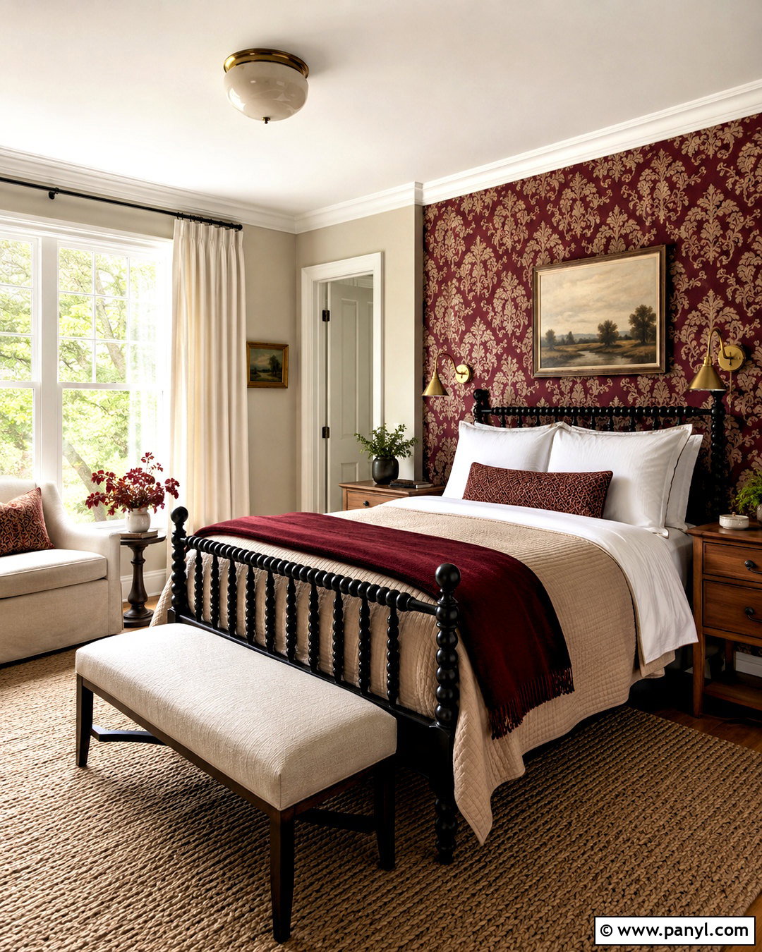 Cranberry Damask Wallpaper Guest Room - 20 cranberry damask wallpaper ideas