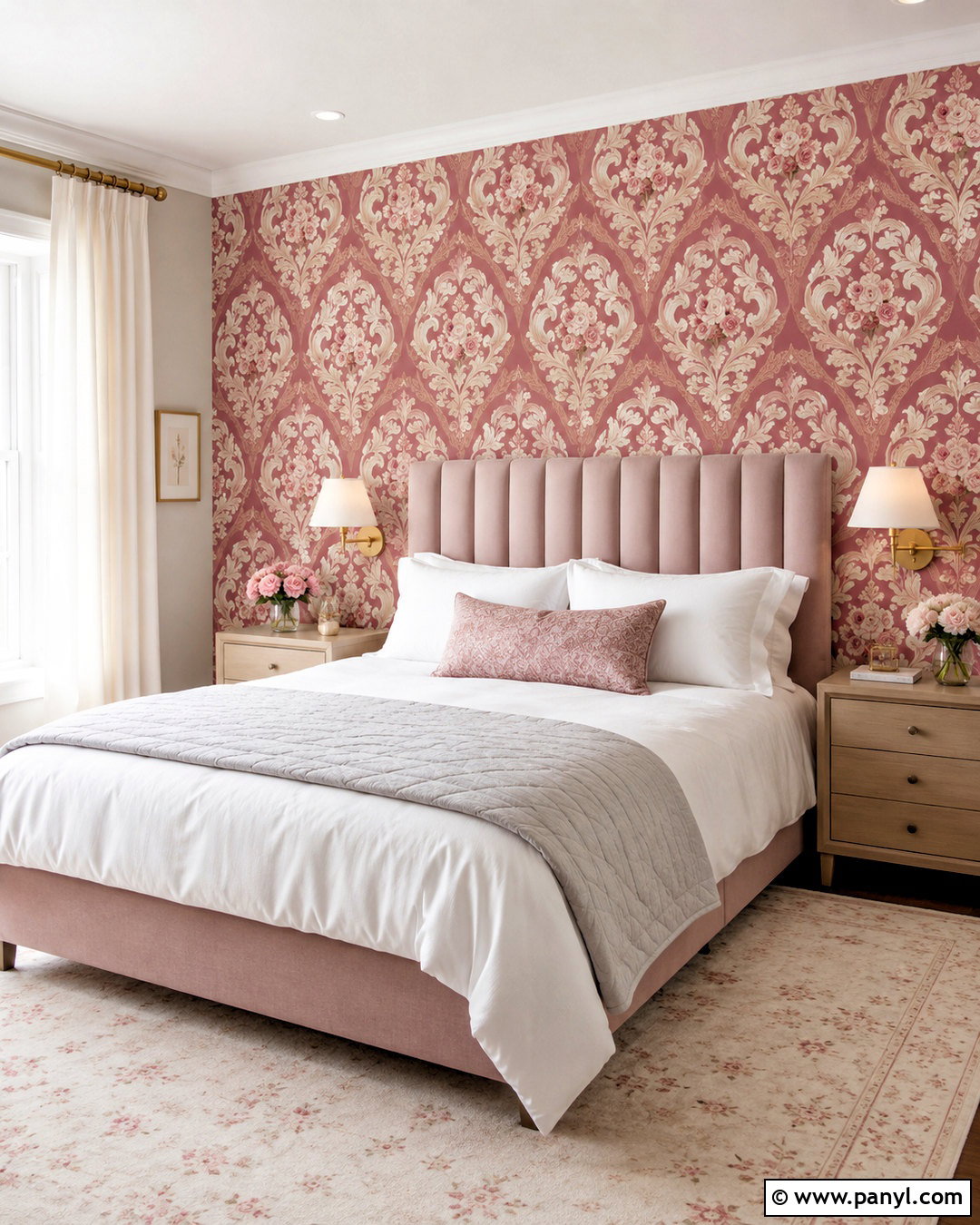 Cranberry Damask Wallpaper With Blush Decor - 20 cranberry damask wallpaper ideas