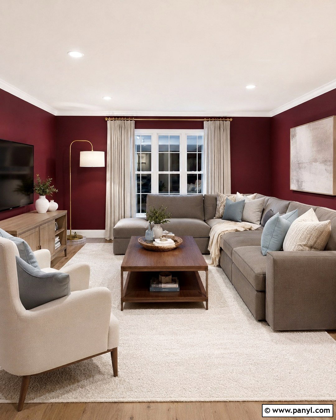 Cranberry Walls In Living Room - 20 Cranberry Walls
