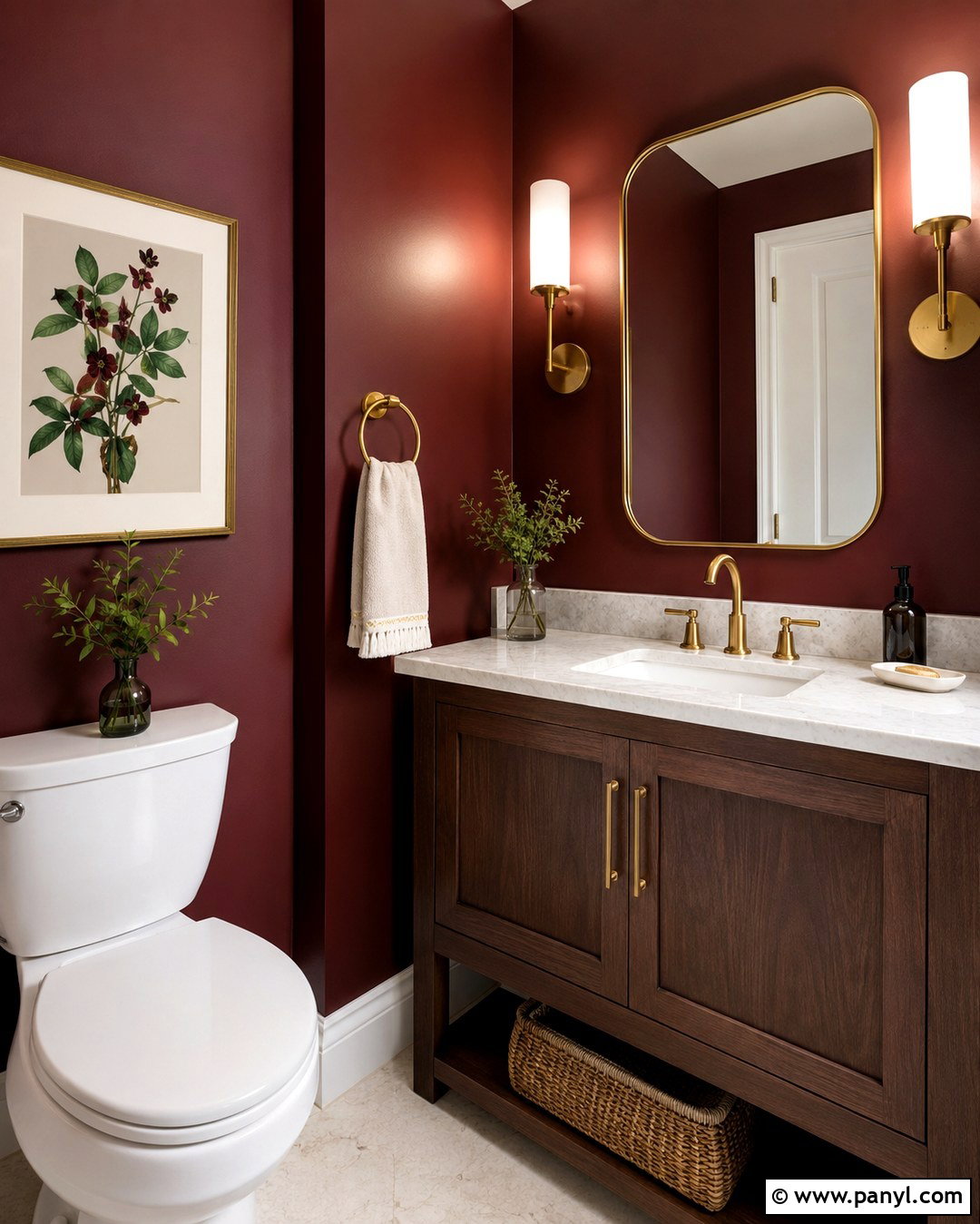 Cranberry Walls With Brass Accents - 20 Cranberry Walls