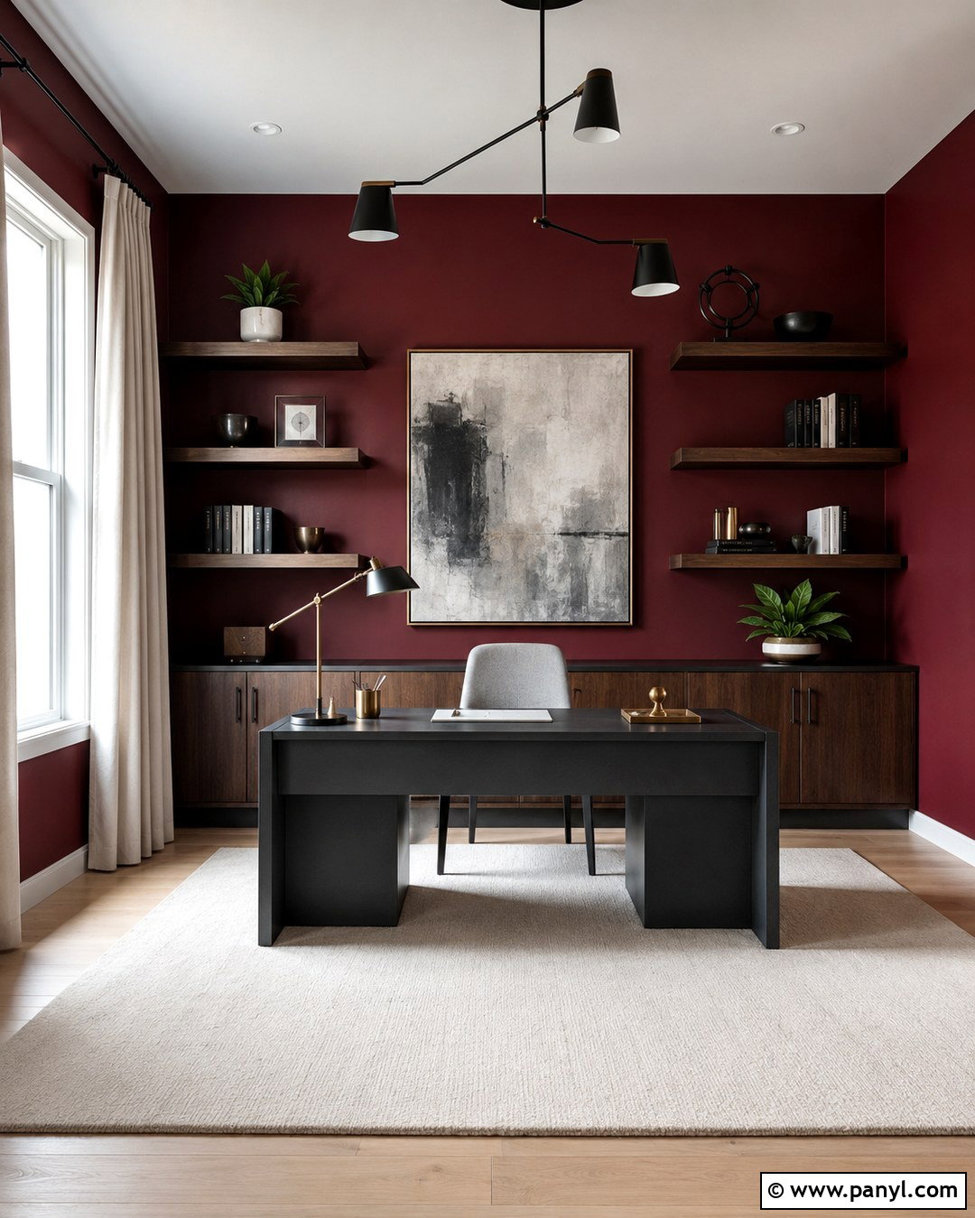 Cranberry Walls With Charcoal Gray - 20 Cranberry Walls