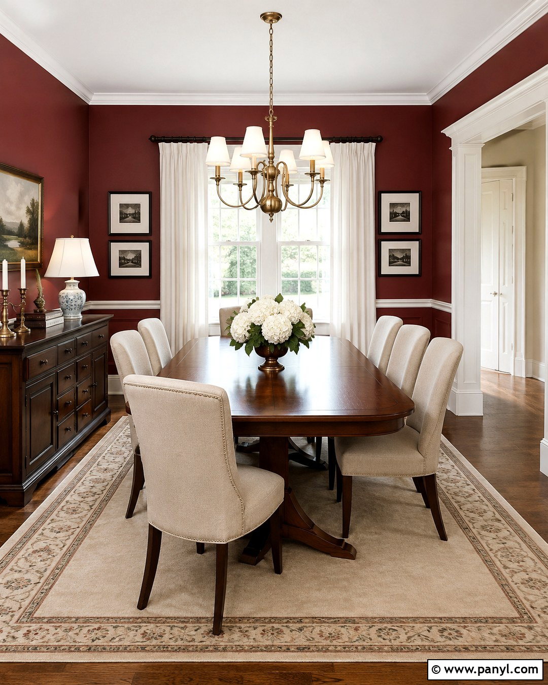 Cranberry Walls With White Trim - 20 Cranberry Walls