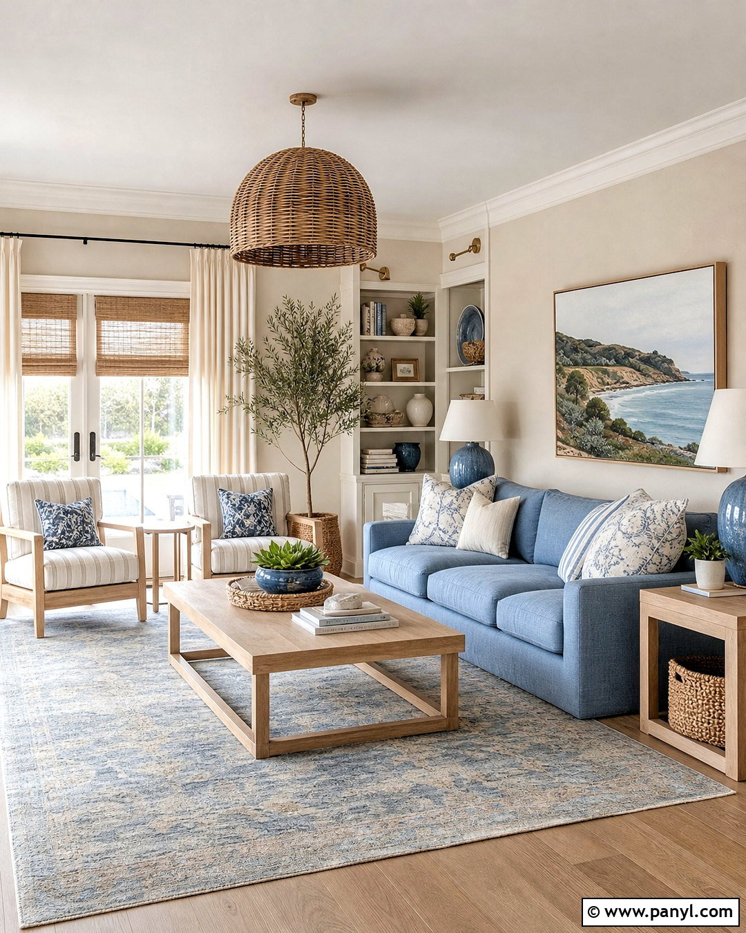 Cream And Coastal Blue Room - 20 cream wall paint ideas