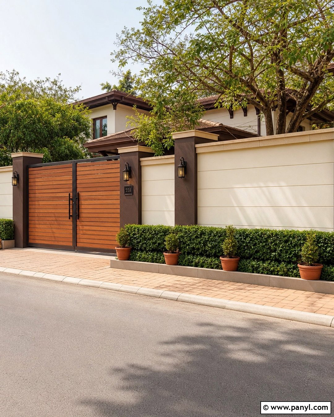 Cream And Coffee Brown Compound Wall - 30 compound wall colour combinations