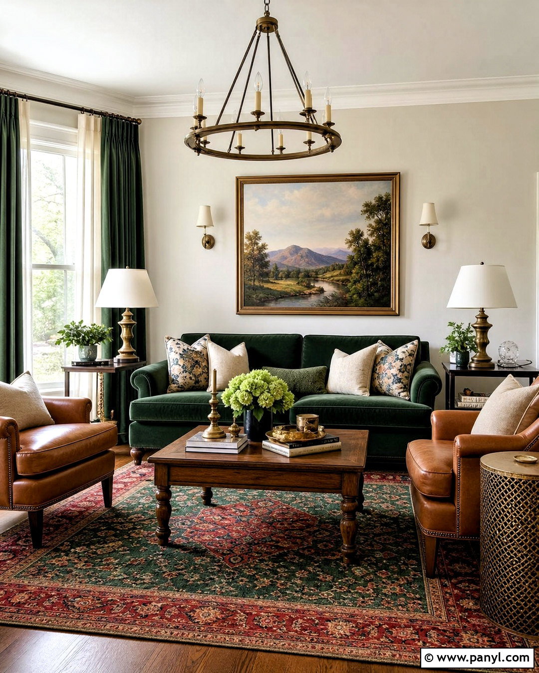 Cream And Forest Green Sitting Room - 20 sitting room colour ideas