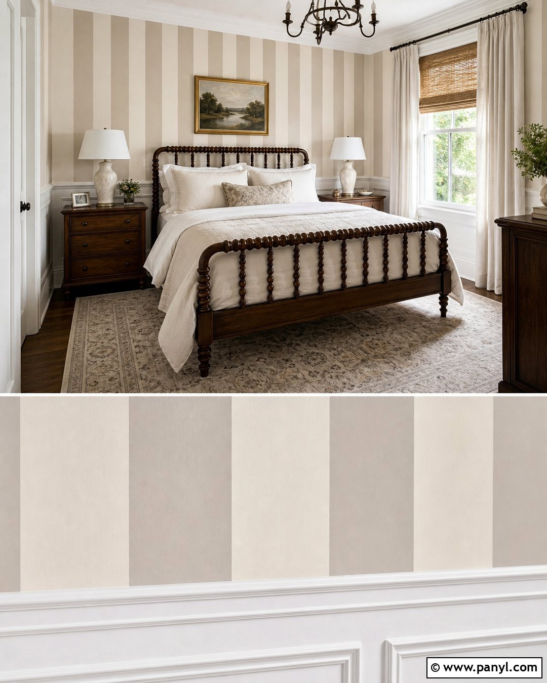 Cream And Greige Half Wall Stripes - 20 Neutral Color Wall Stripes