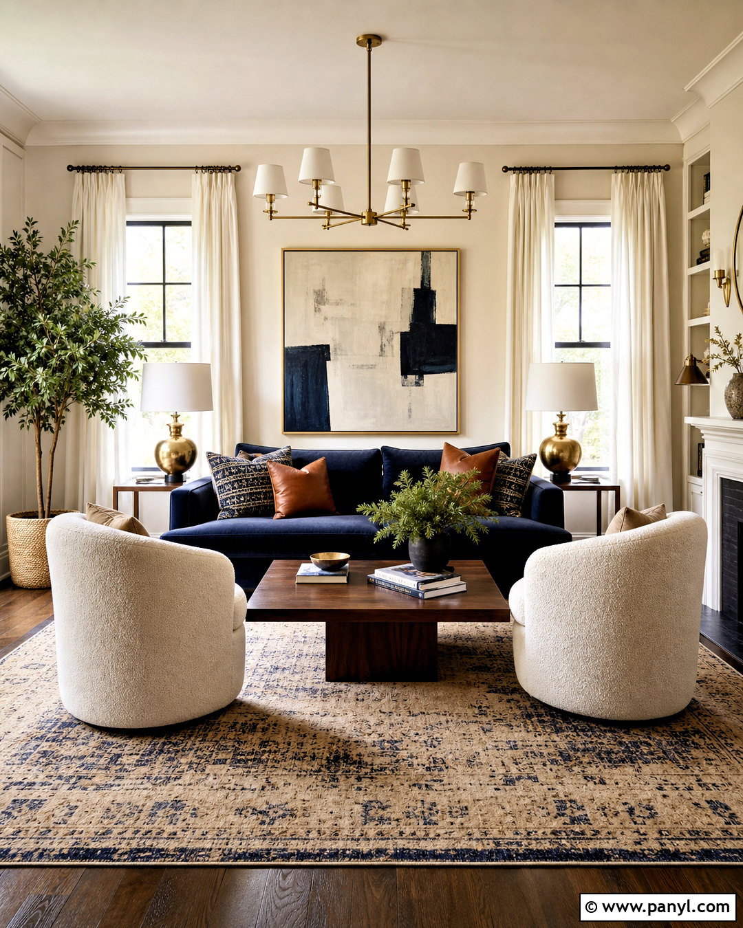 Cream And Navy Living Room - 20 cream wall paint ideas