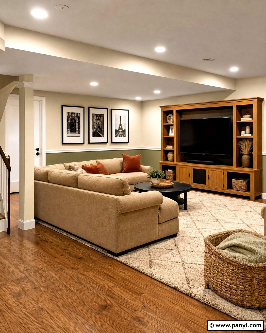 Cream And Olive Basement Family Room - 20 basement colors ideas
