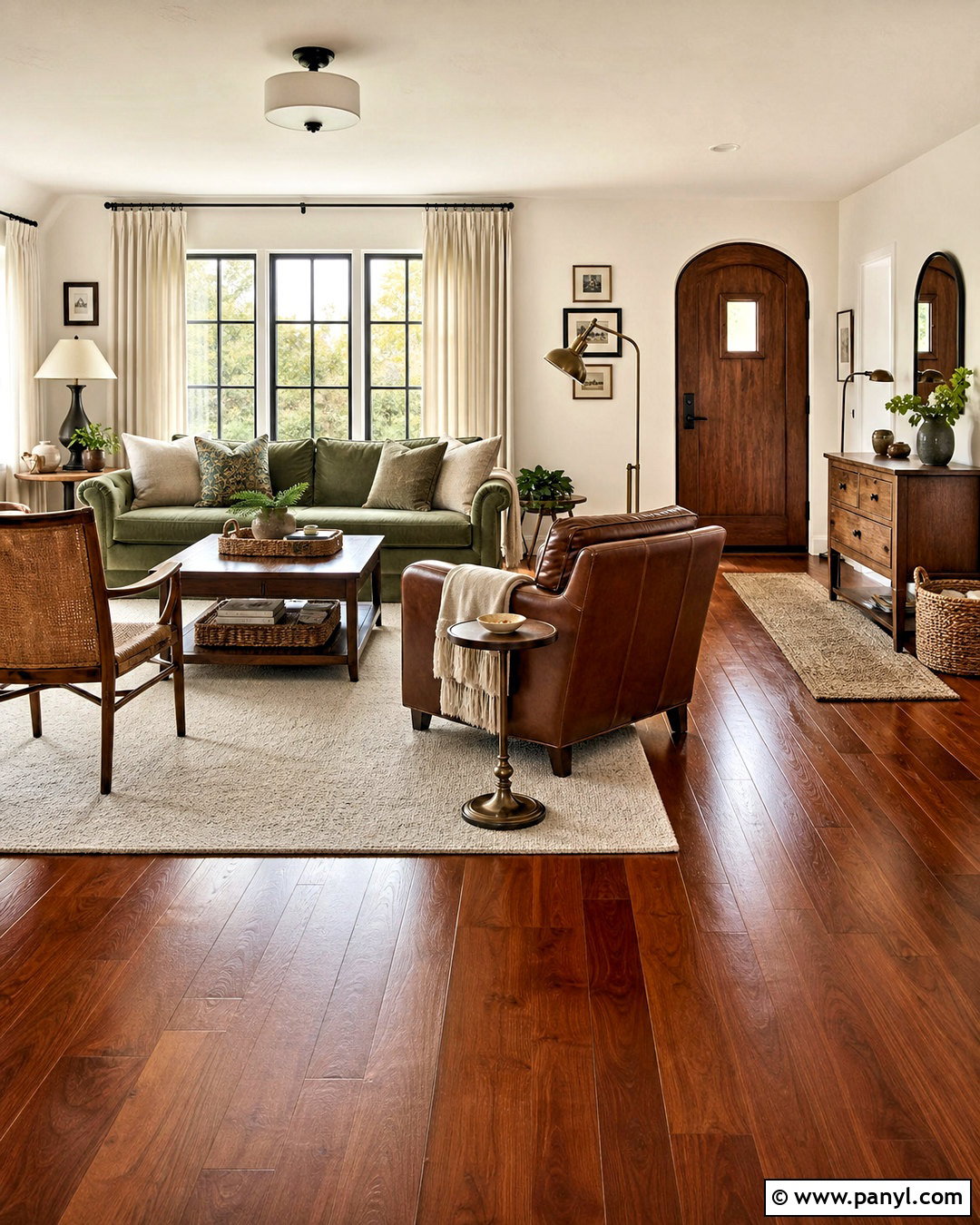 Cream And Olive With Cherry Wood Floors - 20 cherry wood floors color schemes