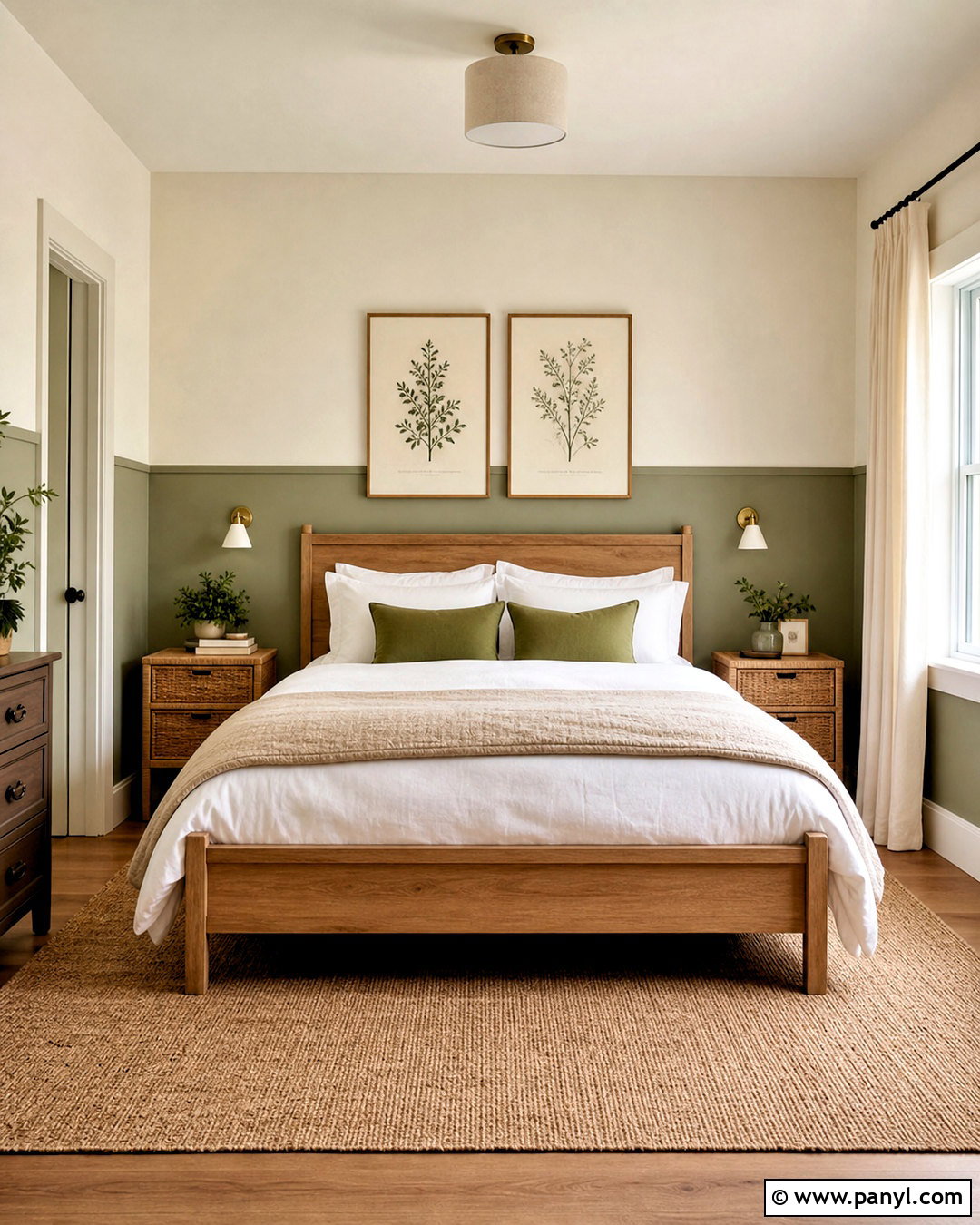 Cream And Sage Two-Tone Bedroom Paint Colors - 20 room colour ideas bedroom paint colors