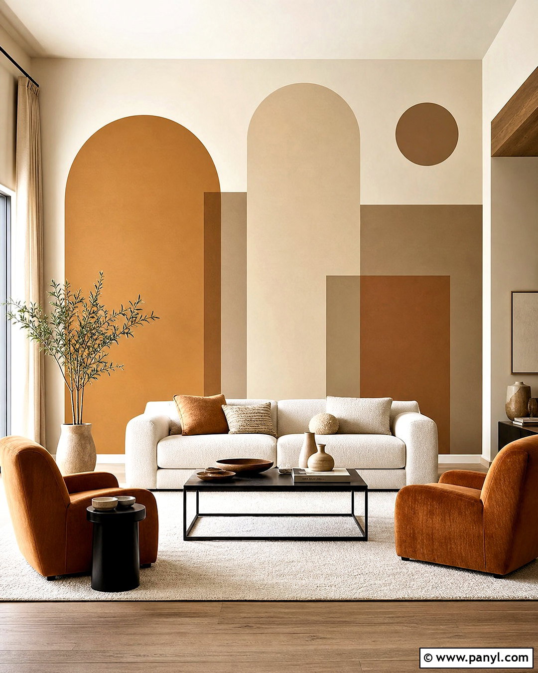 Cream And Taupe Geometric Living Room Wall - 20 wall design ideas living room paint ideas