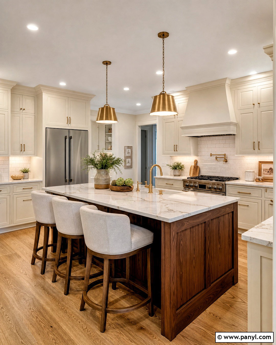 Cream And Walnut Kitchen - 20 kitchen colours ideas