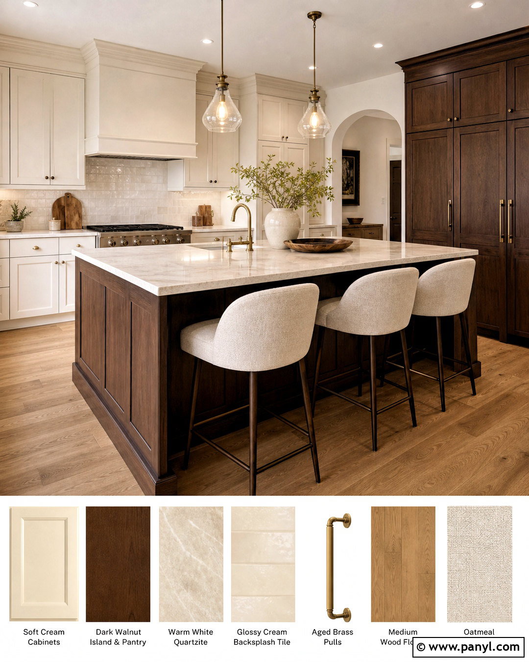 Cream And Walnut Kitchen Palette - 20 kitchen colour palettes