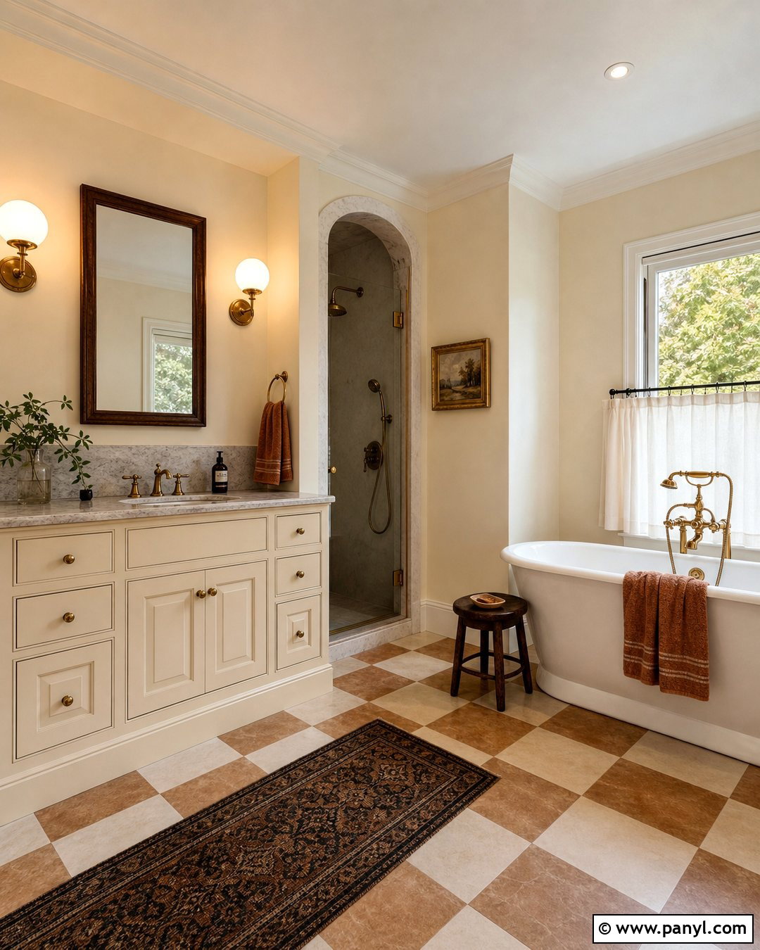 Cream Bathroom Walls With Checkerboard Floor - 25 Cream Bathroom Walls
