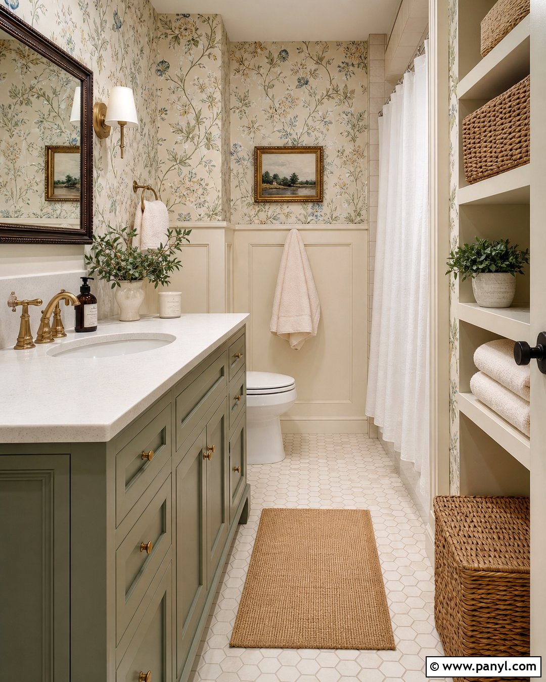 Cream Bathroom Walls With Floral Wallpaper - 25 Cream Bathroom Walls