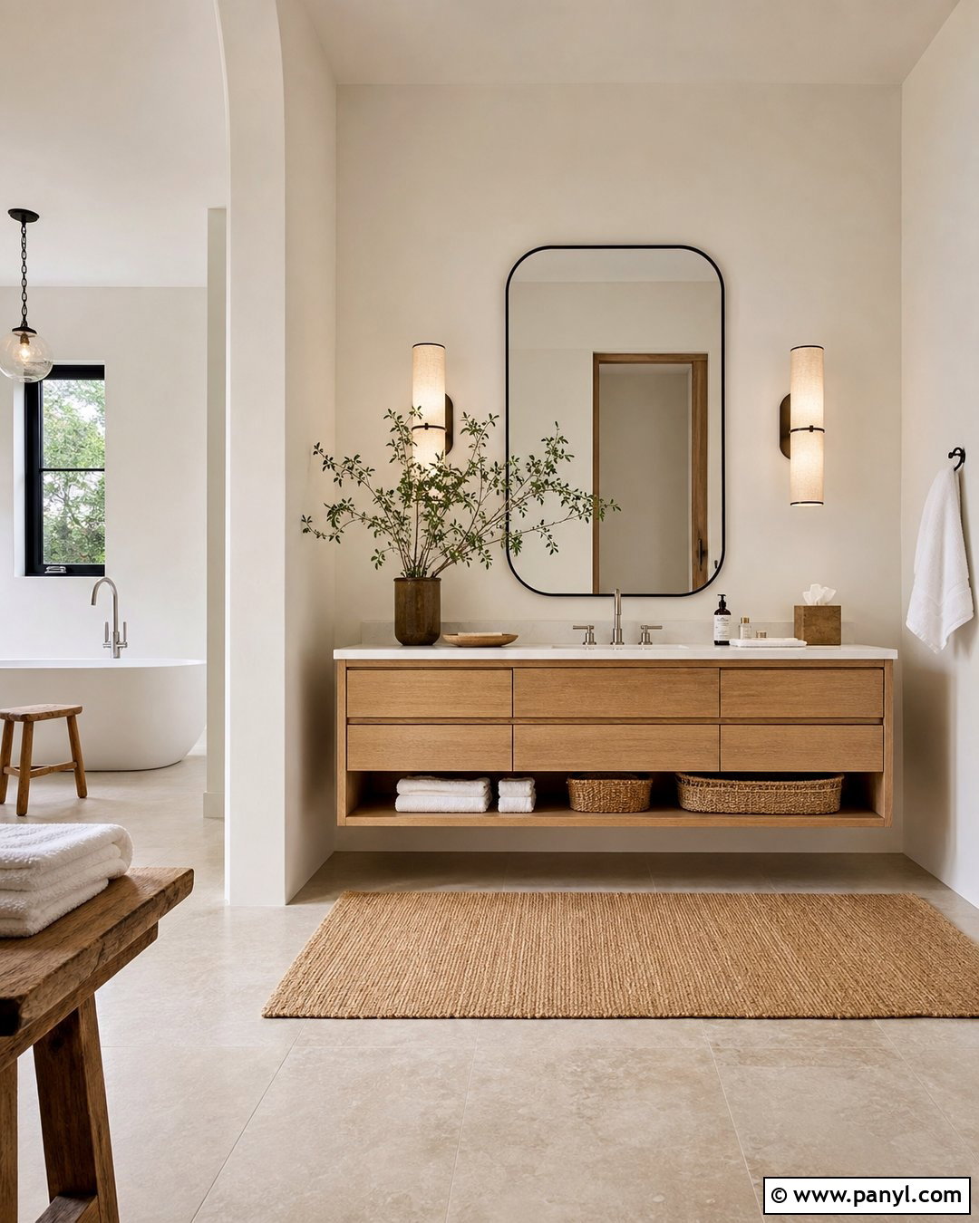 Cream Bathroom Walls With Oak Vanity - 25 Cream Bathroom Walls