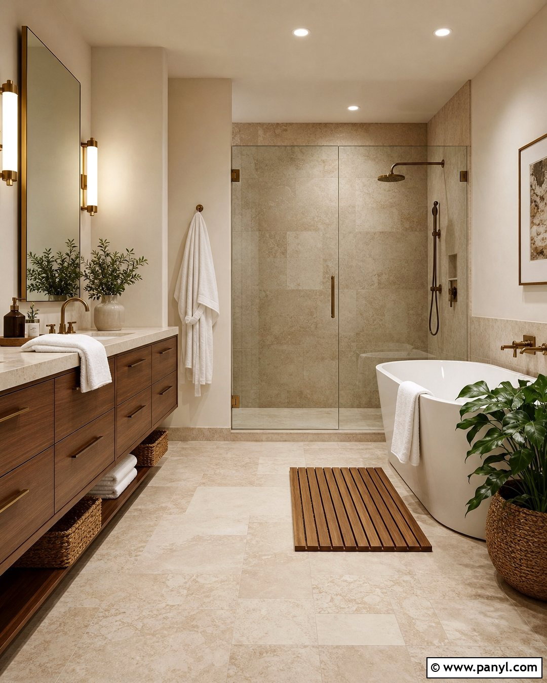 Cream Bathroom Walls With Travertine - 25 Cream Bathroom Walls