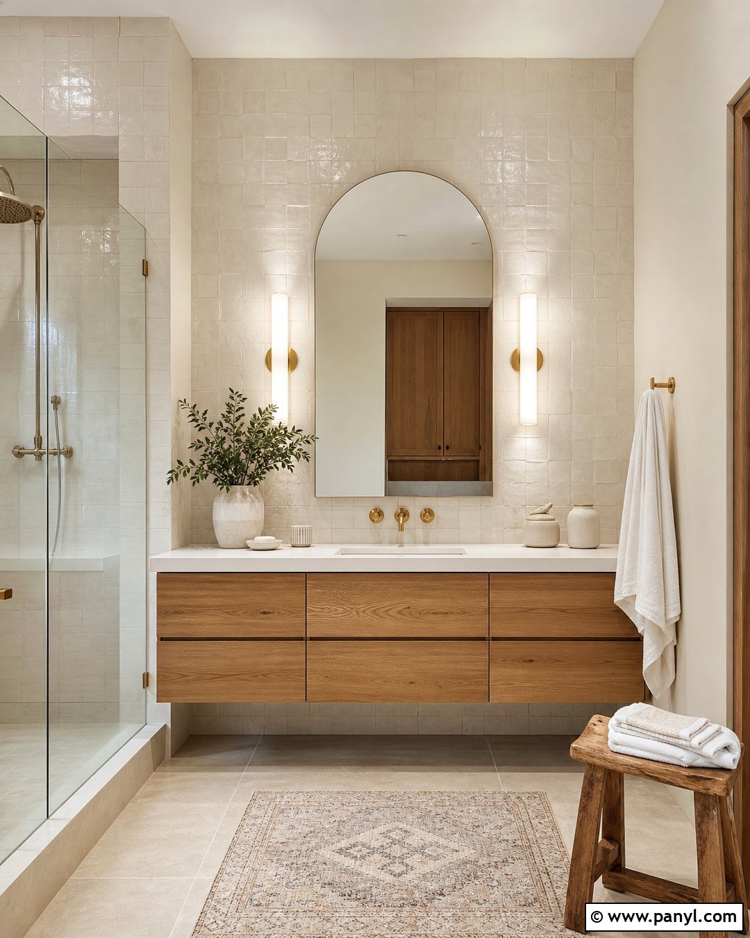 Cream Bathroom Walls With Zellige Tile - 25 Cream Bathroom Walls