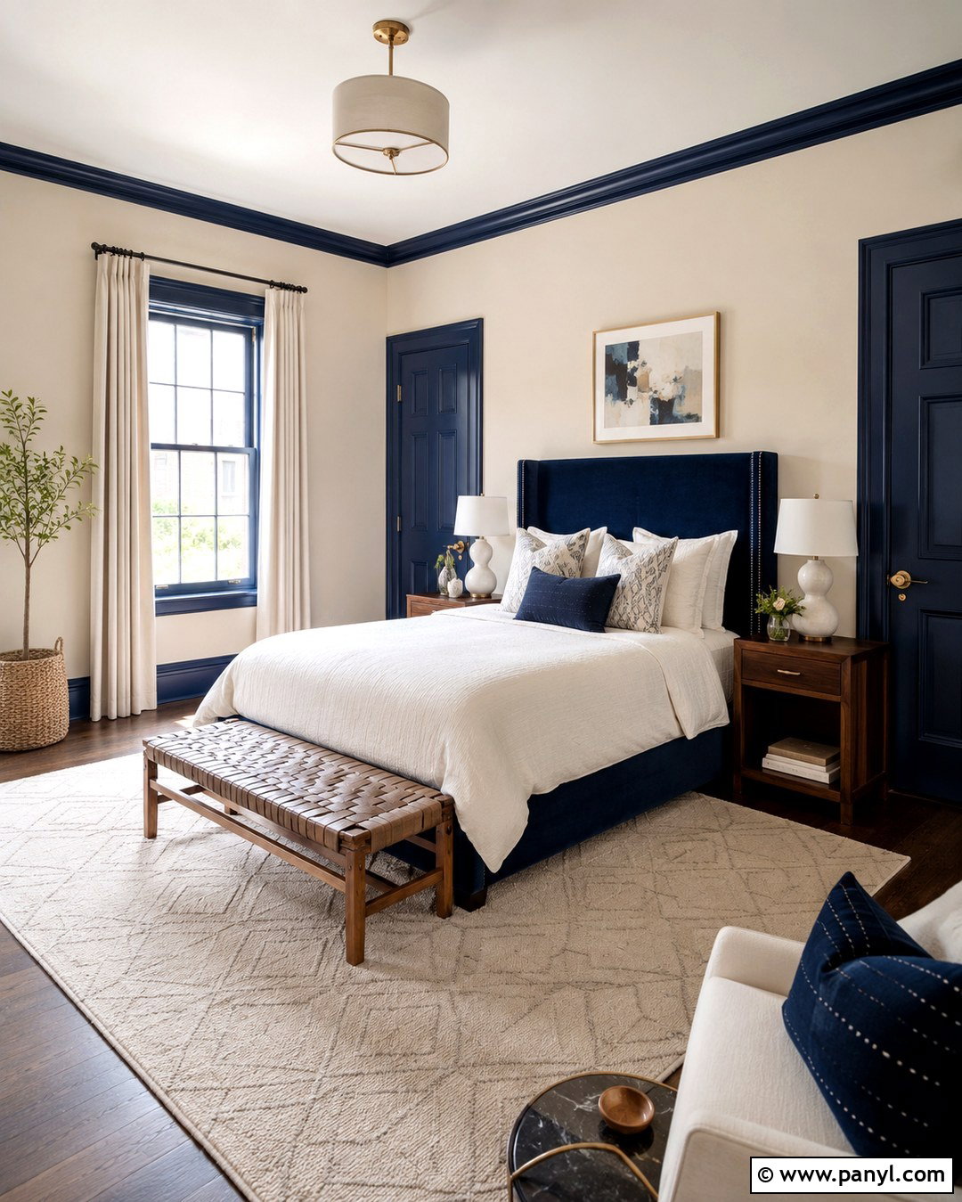 Cream Bedroom Walls With Navy Trim - 20 Navy And Cream Walls