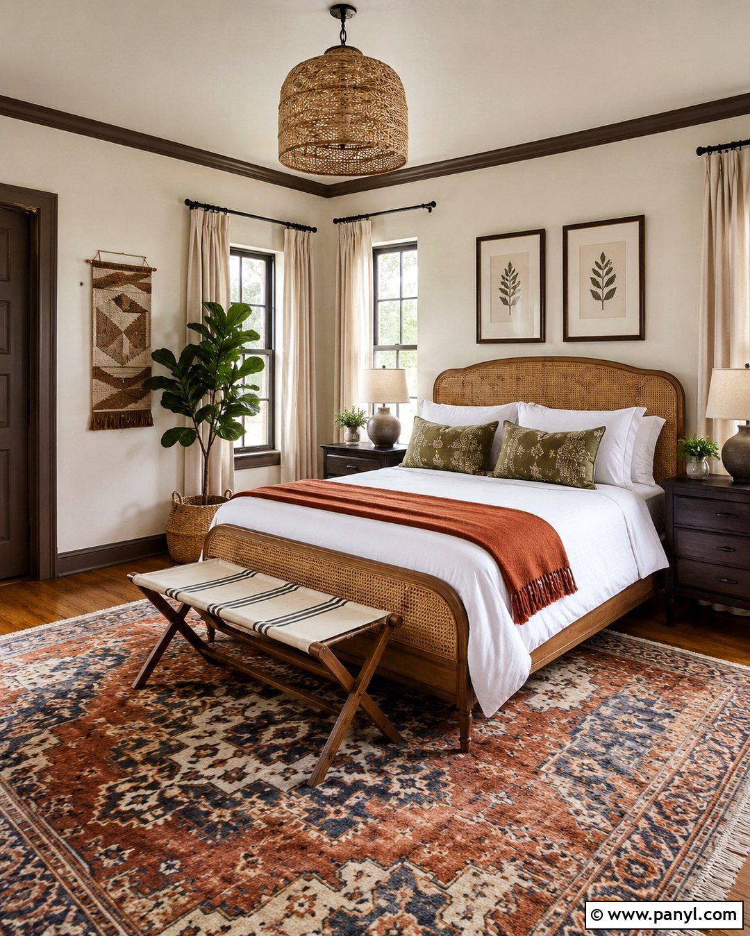 Cream Boho Guest Room With Dark Brown Trim - 20 Cream Walls With Dark Brown Trim Ideas