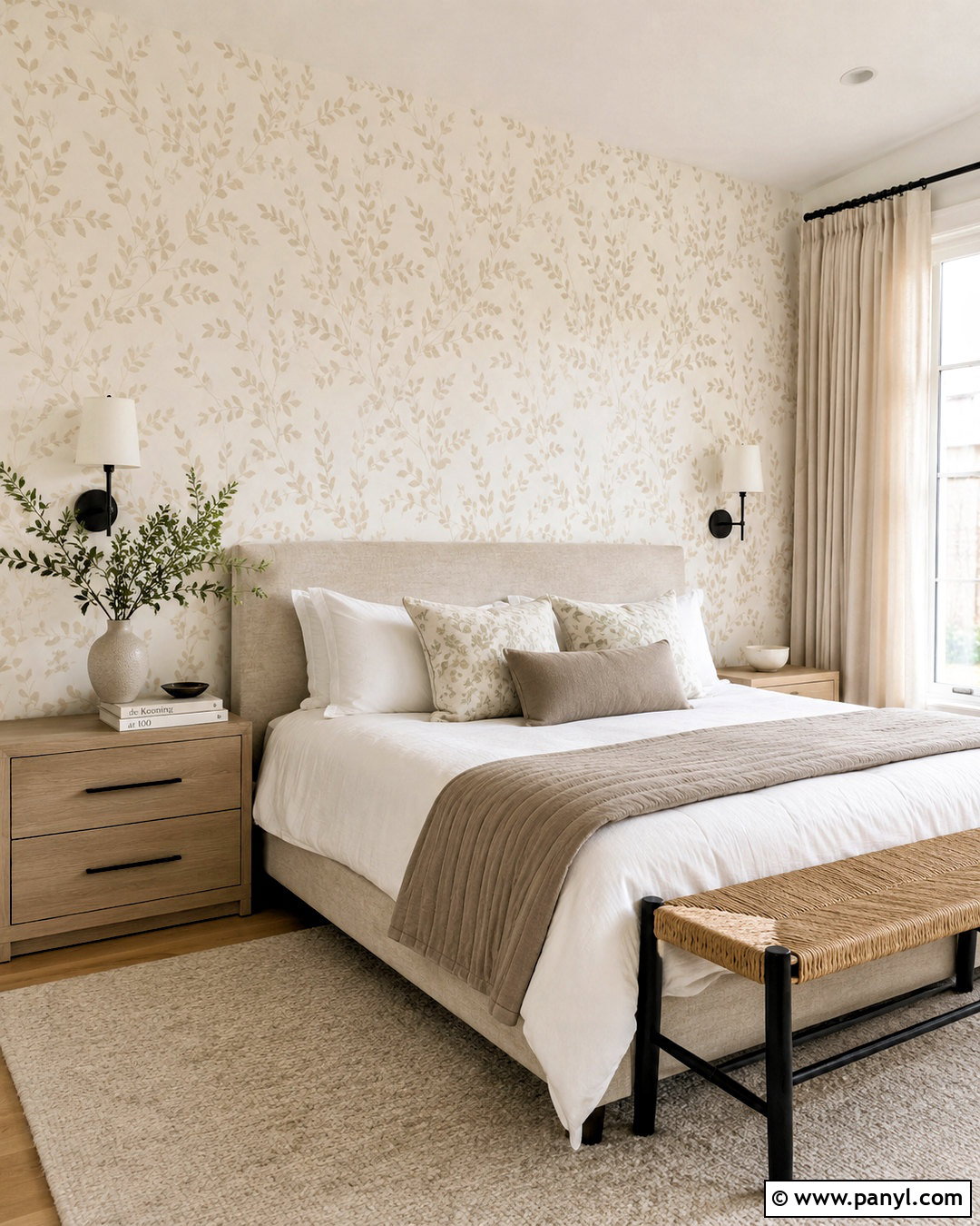 Cream Botanical Wallpaper - 20 neutral minimalist wallpaper ideas