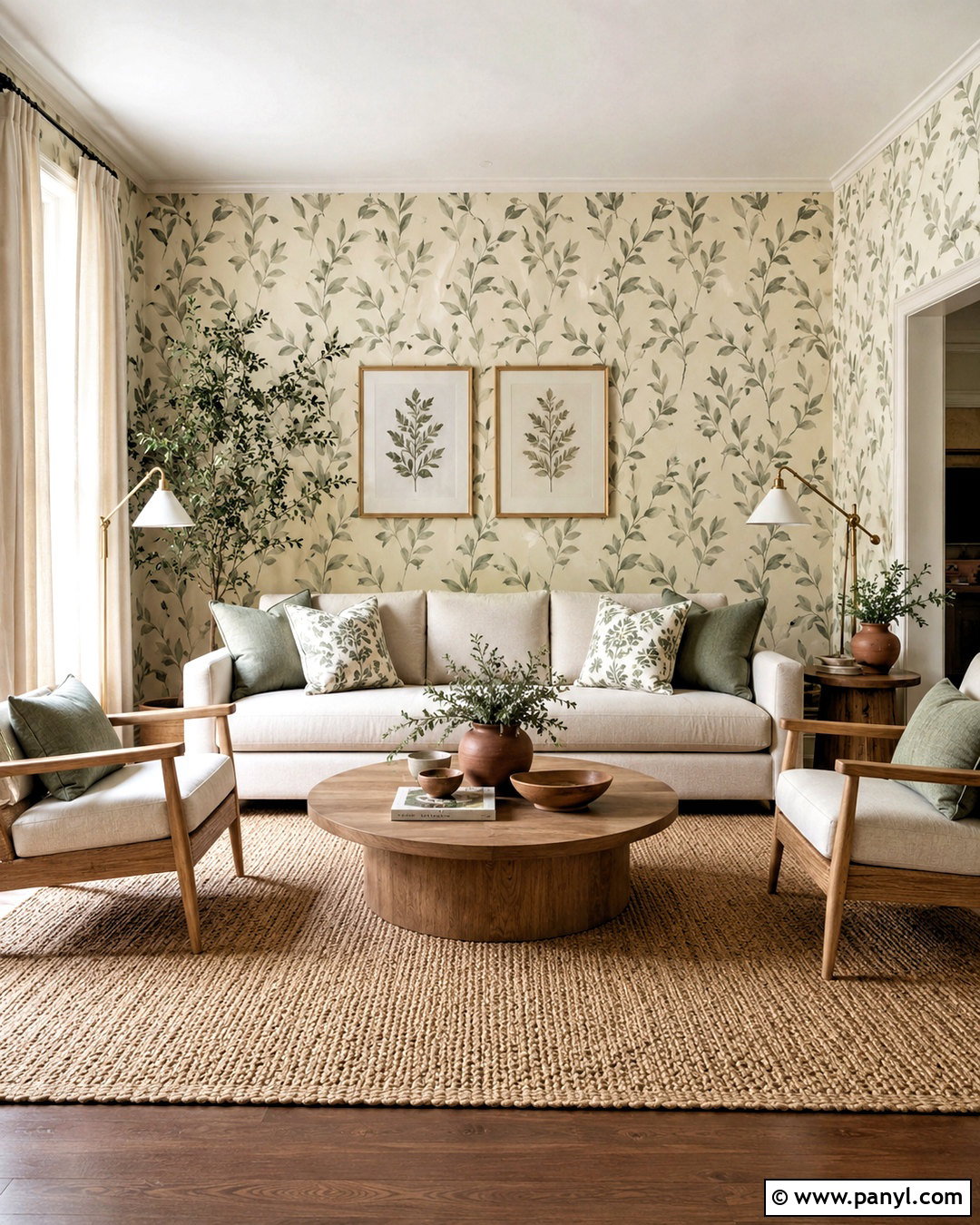 Cream Botanical Wallpaper Living Room - 20 light colored wallpaper ideas