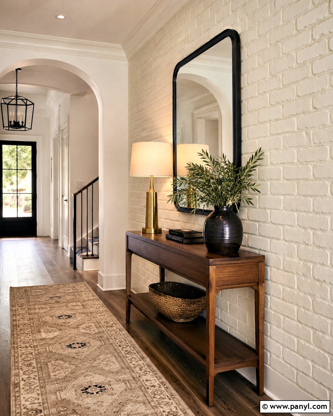 Cream Brick Entryway Wall - 20 brick wall before and after painting ideas
