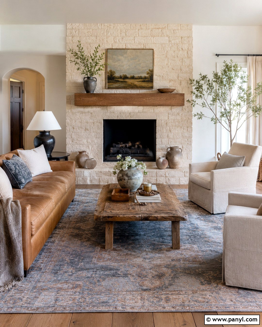 Cream Brick Fireplace Feature Wall - 20 Cream Feature Wall Ideas