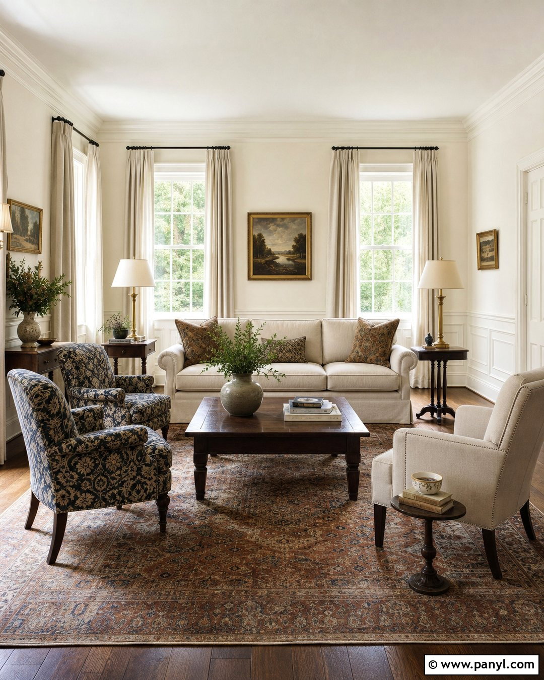 Cream Chair Rail In A Traditional Living Room - 20 Chair Rail Same Color As Wall Ideas