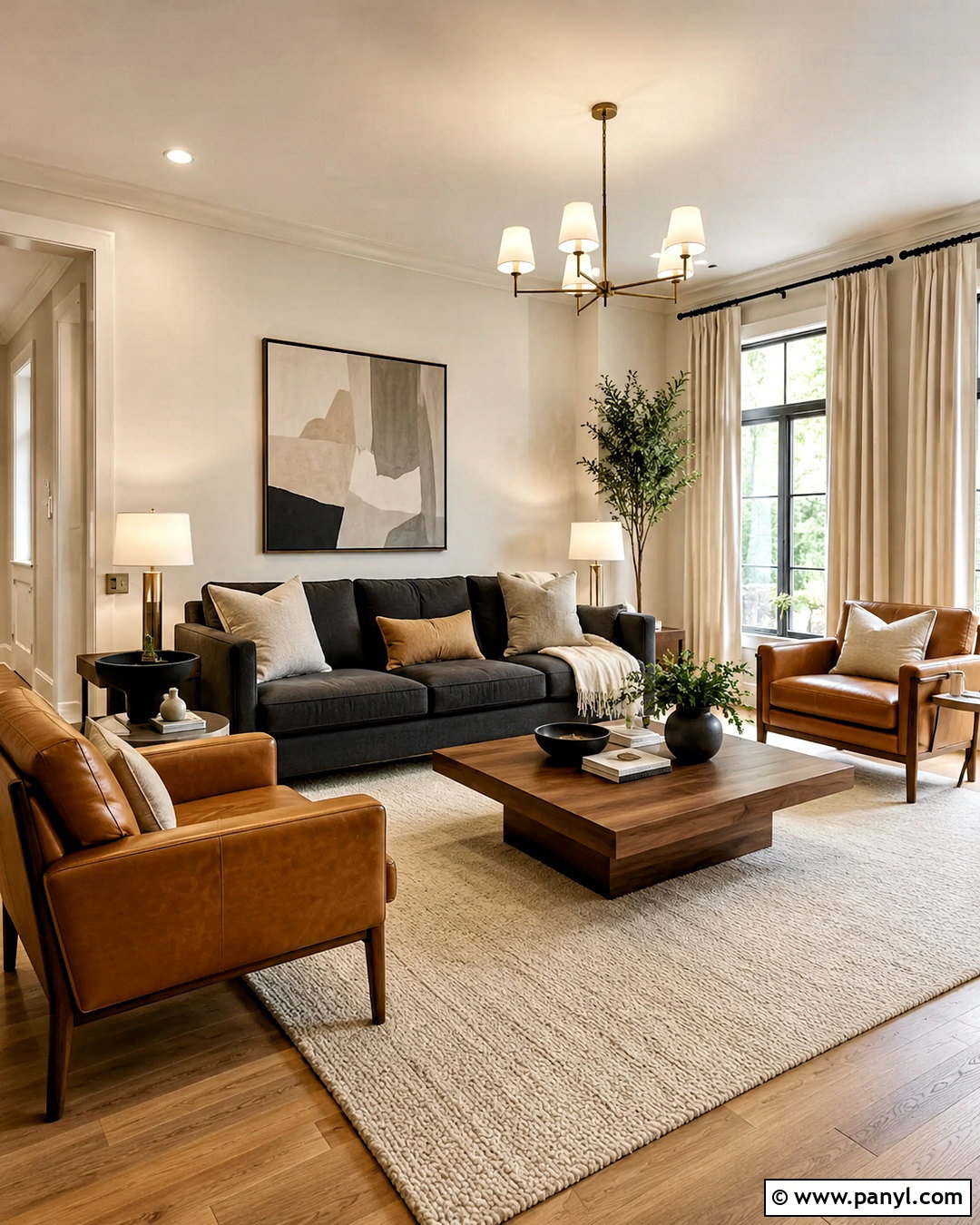Cream Charcoal And Camel Living Room Color Combination - 20 best color combinations for living room ideas