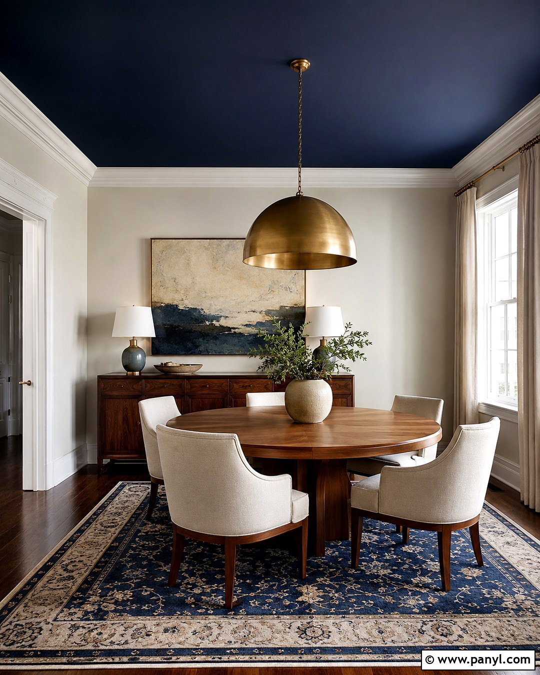 Cream Dining Room Walls With Navy Ceiling - 20 Navy And Cream Walls