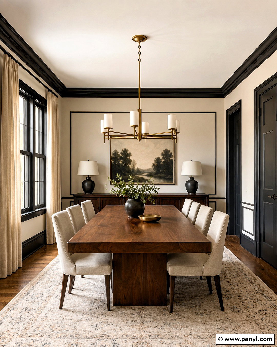 Cream Dining Room With Black Trim - 40 light walls darker trim ideas