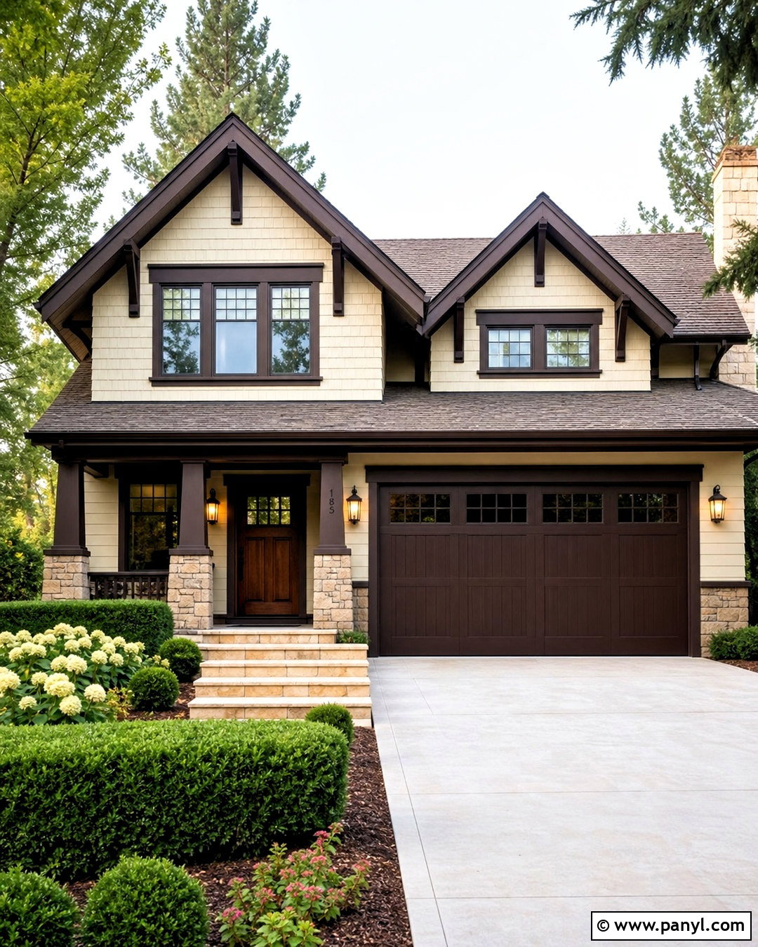 Cream Exterior Walls With Dark Brown Trim - 20 exterior wall painting ideas