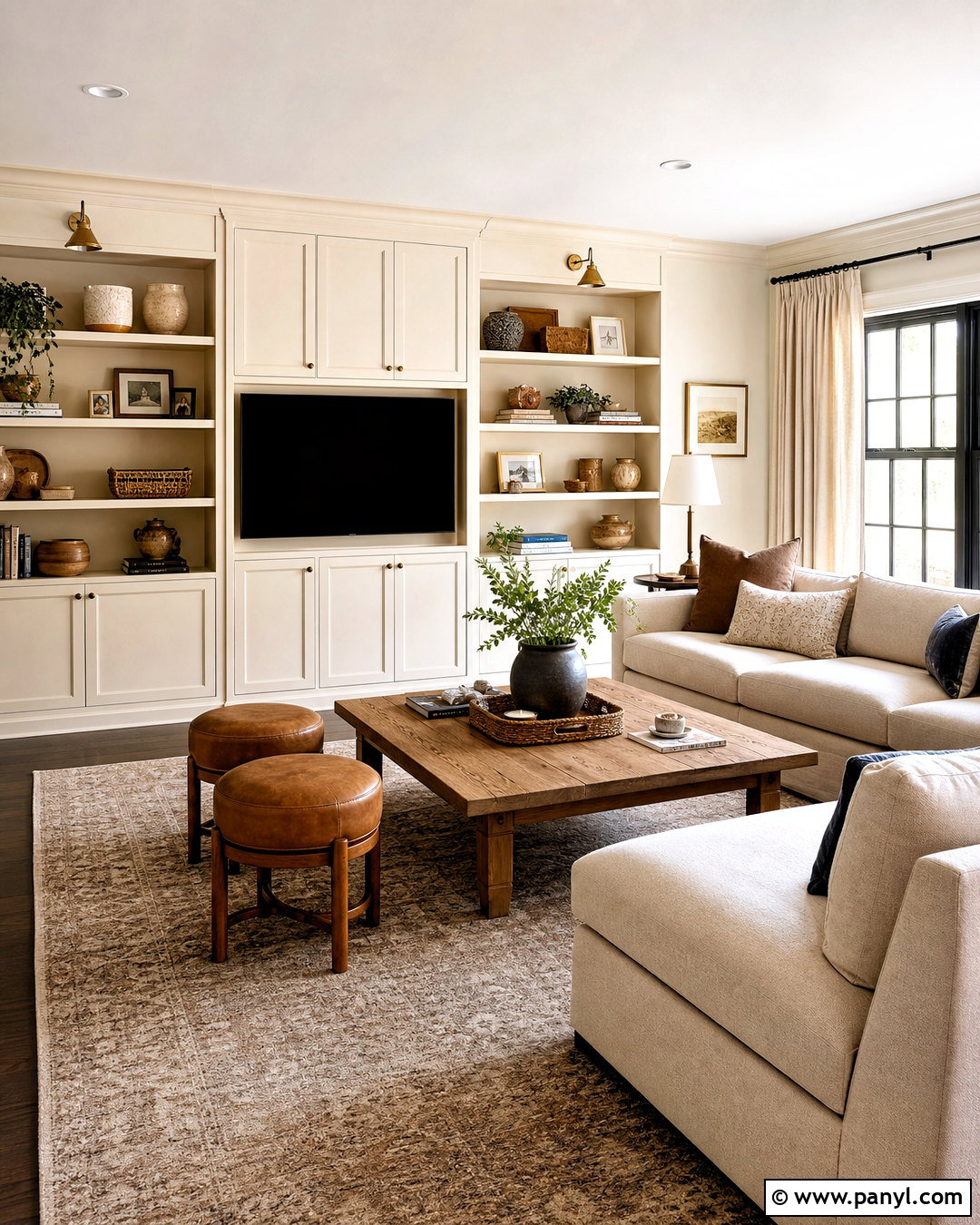 Cream Family Room With Built-Ins - 20 cream color room ideas