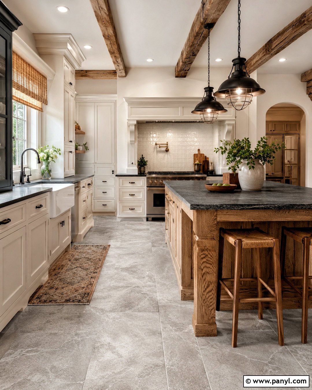 Cream Farmhouse Kitchen With Light Grey Floors - 20 light grey floors kitchen ideas