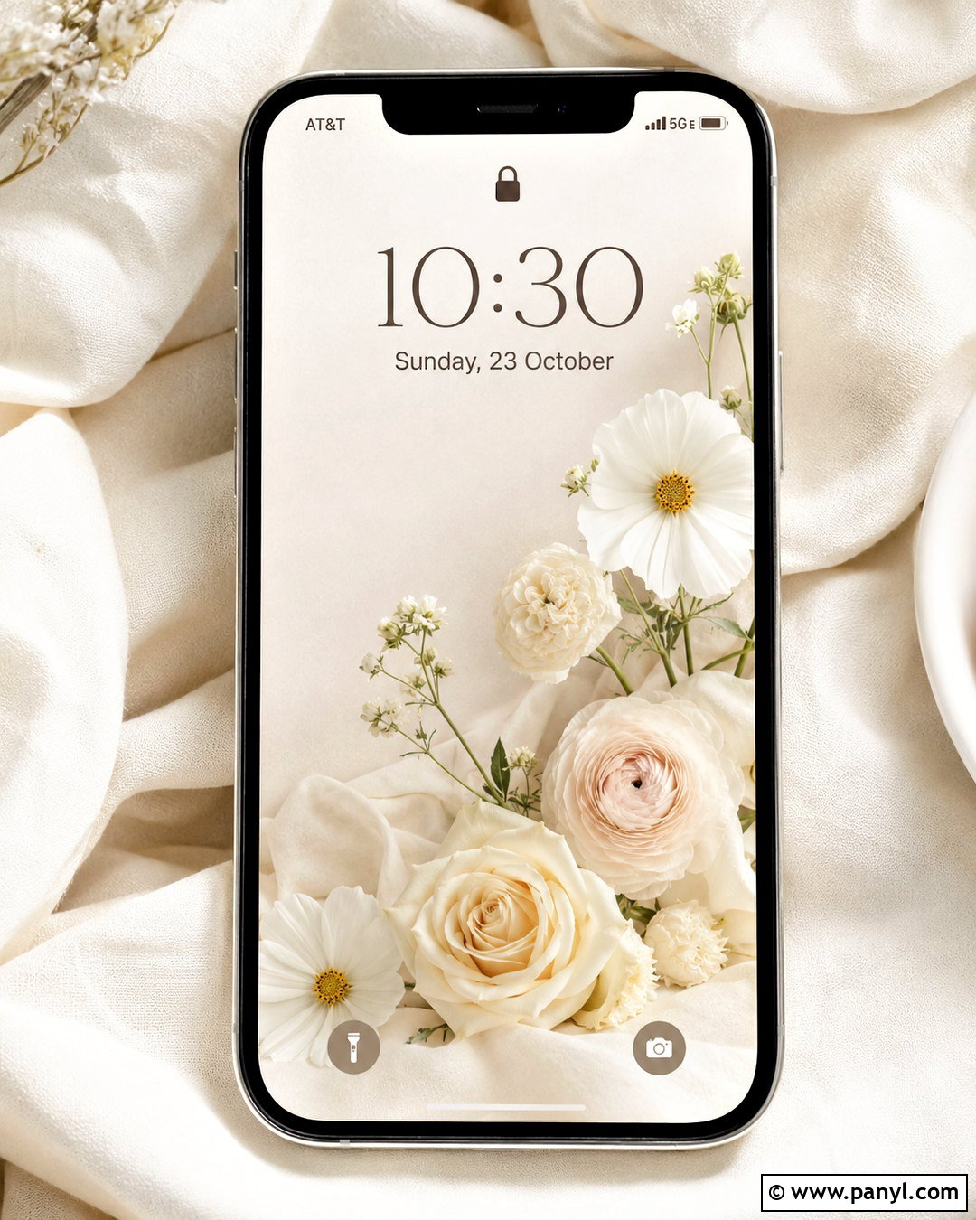 Cream Floral Lockscreen - 20 neutral lockscreen ideas