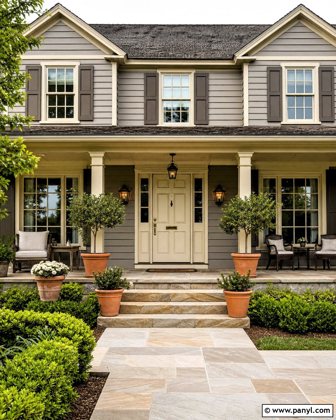Cream Front Door With Gray House - 20 grey house door color ideas