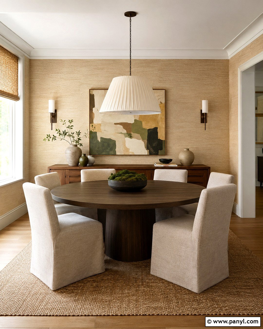 Cream Grasscloth Feature Wall - 20 Cream Feature Wall Ideas