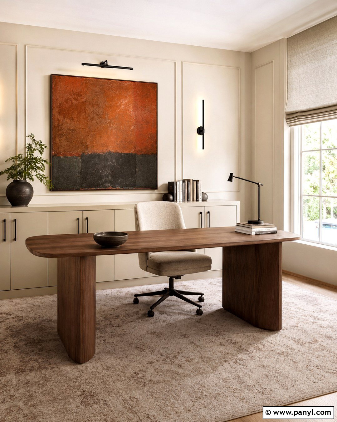 Cream Home Office Feature Wall - 20 Cream Feature Wall Ideas