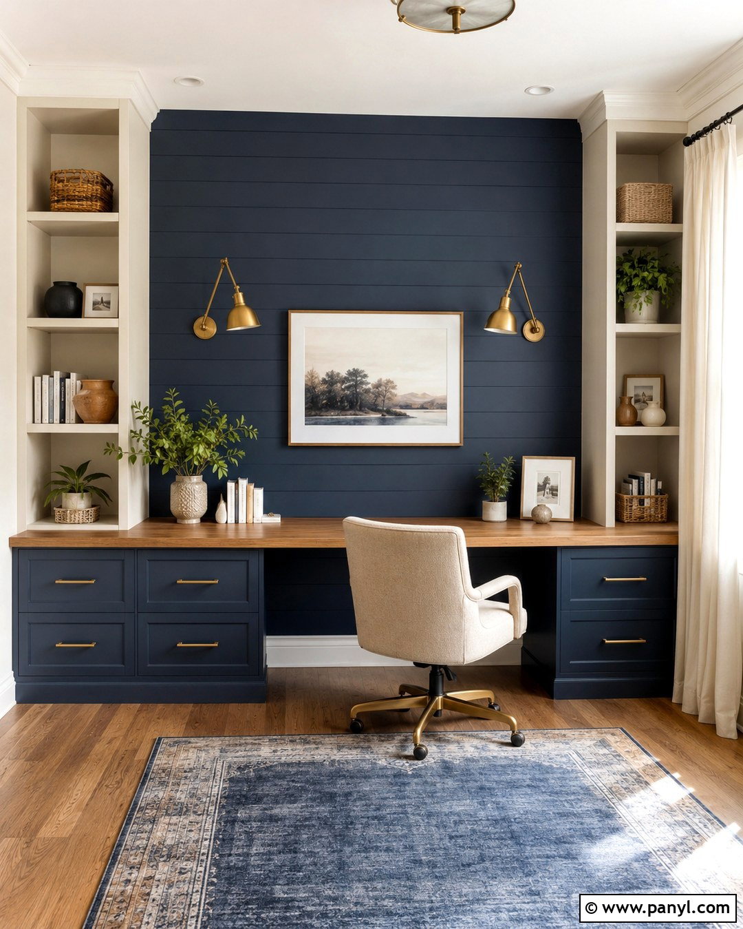 Cream Home Office Walls With Navy Desk Wall - 20 Navy And Cream Walls