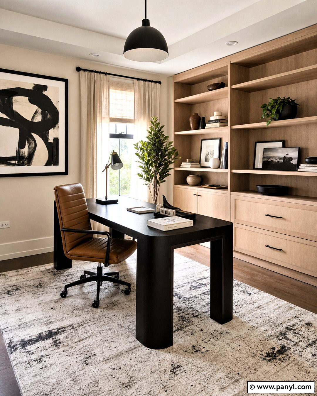 Cream Home Office With Black Accents - 20 cream wall paint ideas