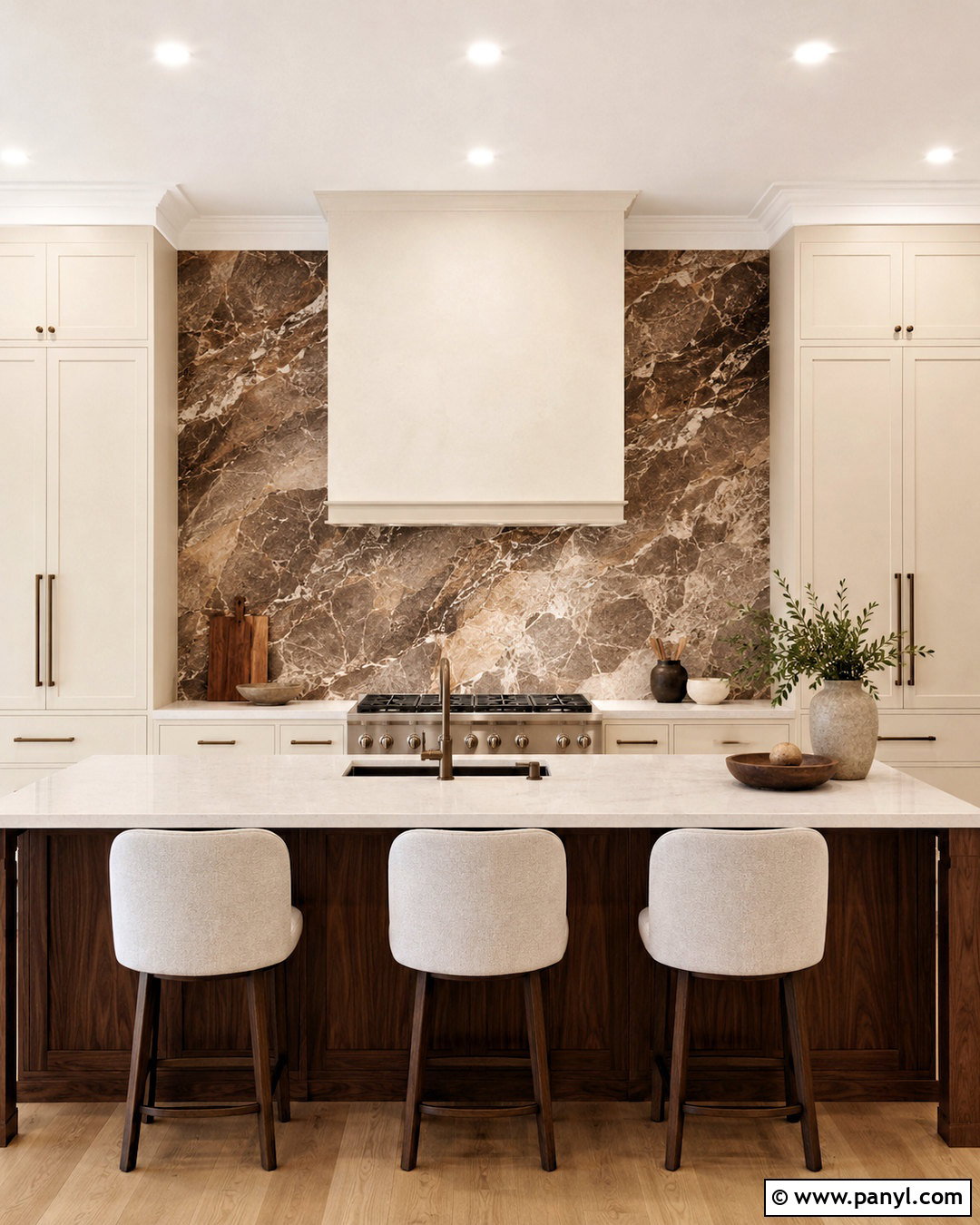 Cream Kitchen With Brown Marble Backsplash - 20 cream and brown kitchen ideas