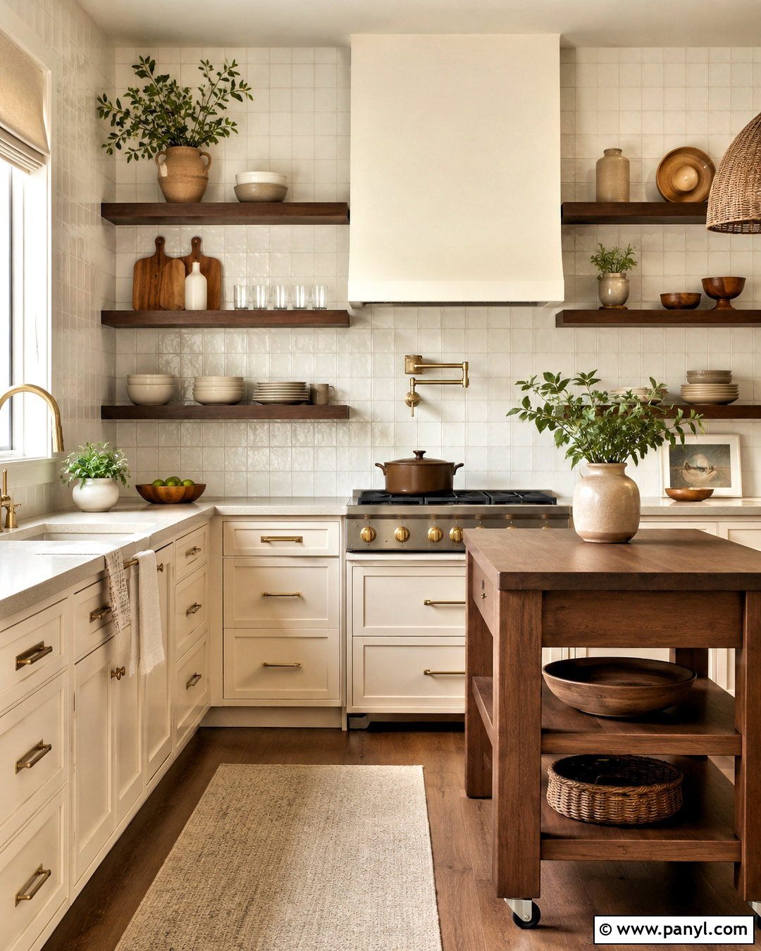 Cream Kitchen With Brown Open Shelving - 20 cream and brown kitchen ideas