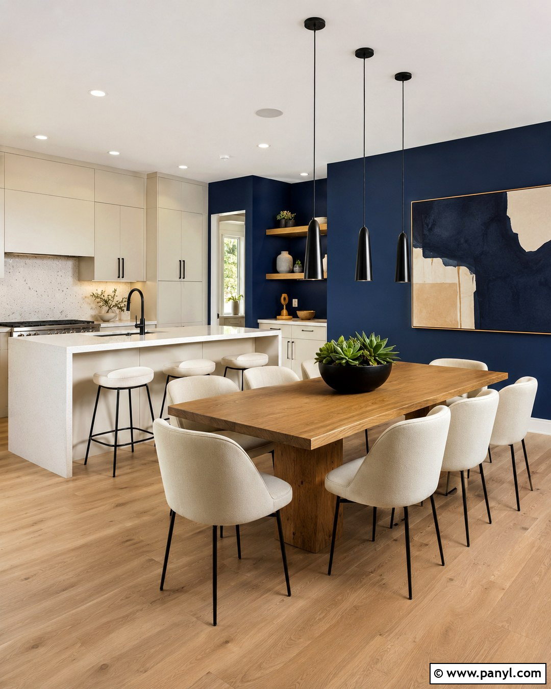 Cream Kitchen With Cobalt Blue Accent Wall - 20 Cream Kitchen Blue Walls