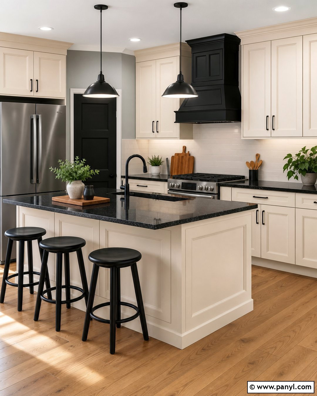 Cream Kitchen With Cool Grey Walls And Black Accents - 20 Cream Kitchen With Grey Walls