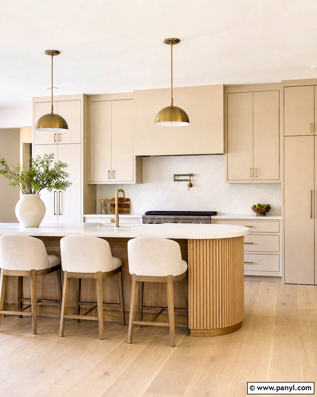 Cream Kitchen With Fluted Island - 20 cream kitchen ideas