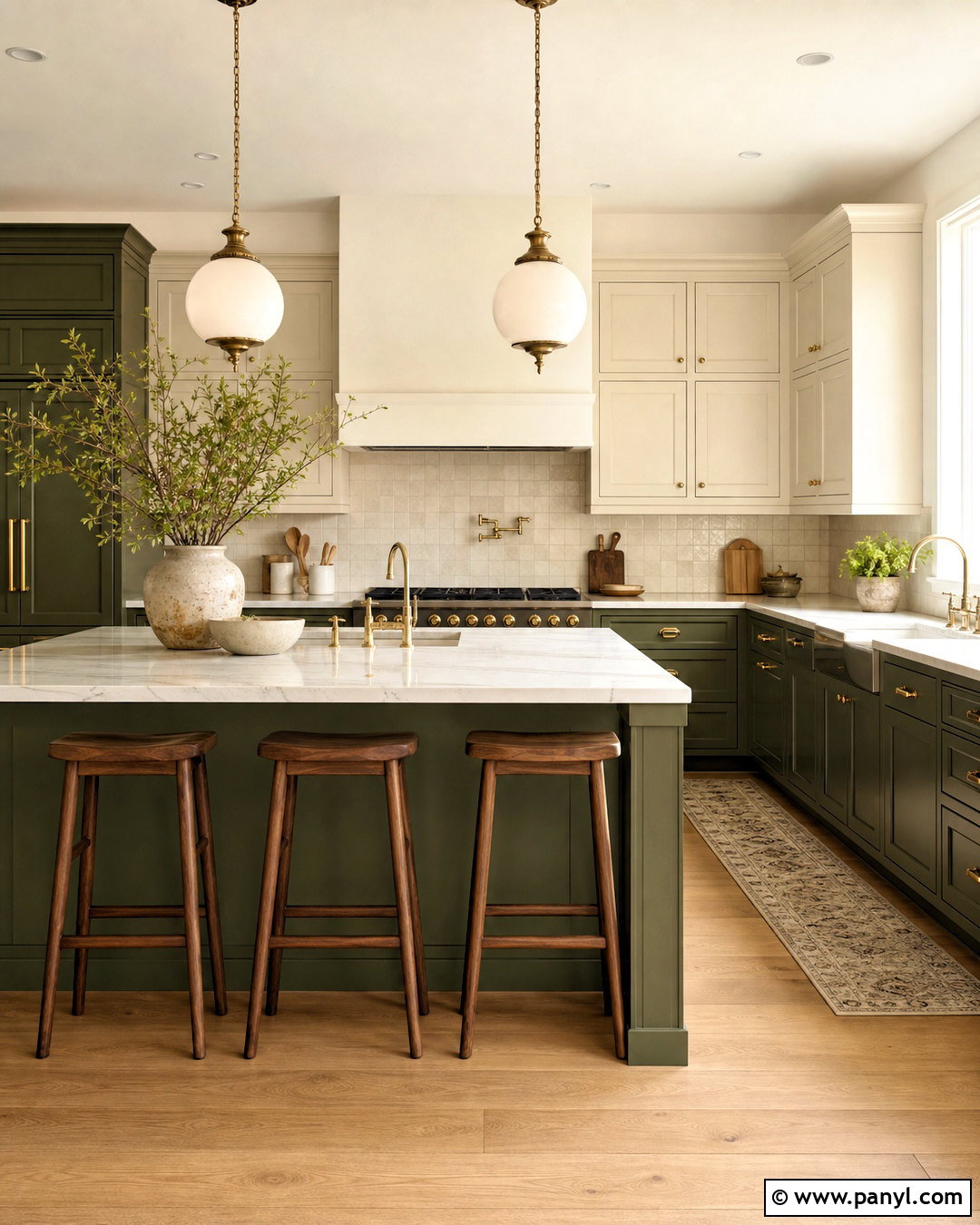 Cream Kitchen With Green Cabinets - 20 cream kitchen ideas